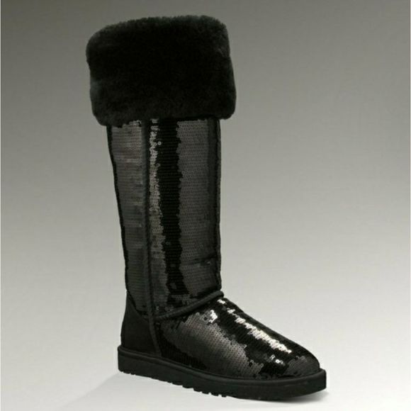 Sequin Ugg Over the Knee Bailey‎ Button Boots 6 - Picture 1 of 8